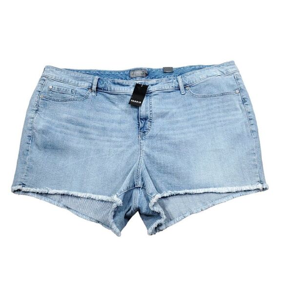 READ Torrid 3.5" Vintage Stretch High Rise Raw Hem Jean Shorts Plus Size 26 - Picture 1 of 12